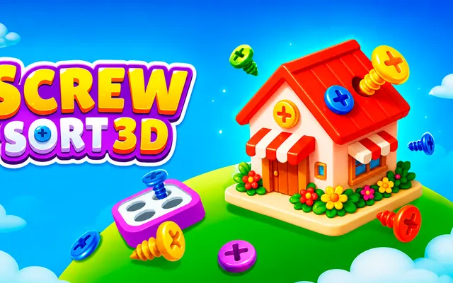 Screw Sort 3D, Unbolt 3D mechanisms and drop each screw into its matching colour box.